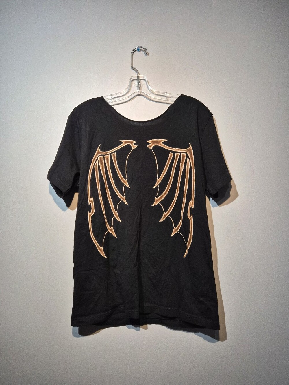 Skeleton Wings Graphic Black T-Shirt | Size Large